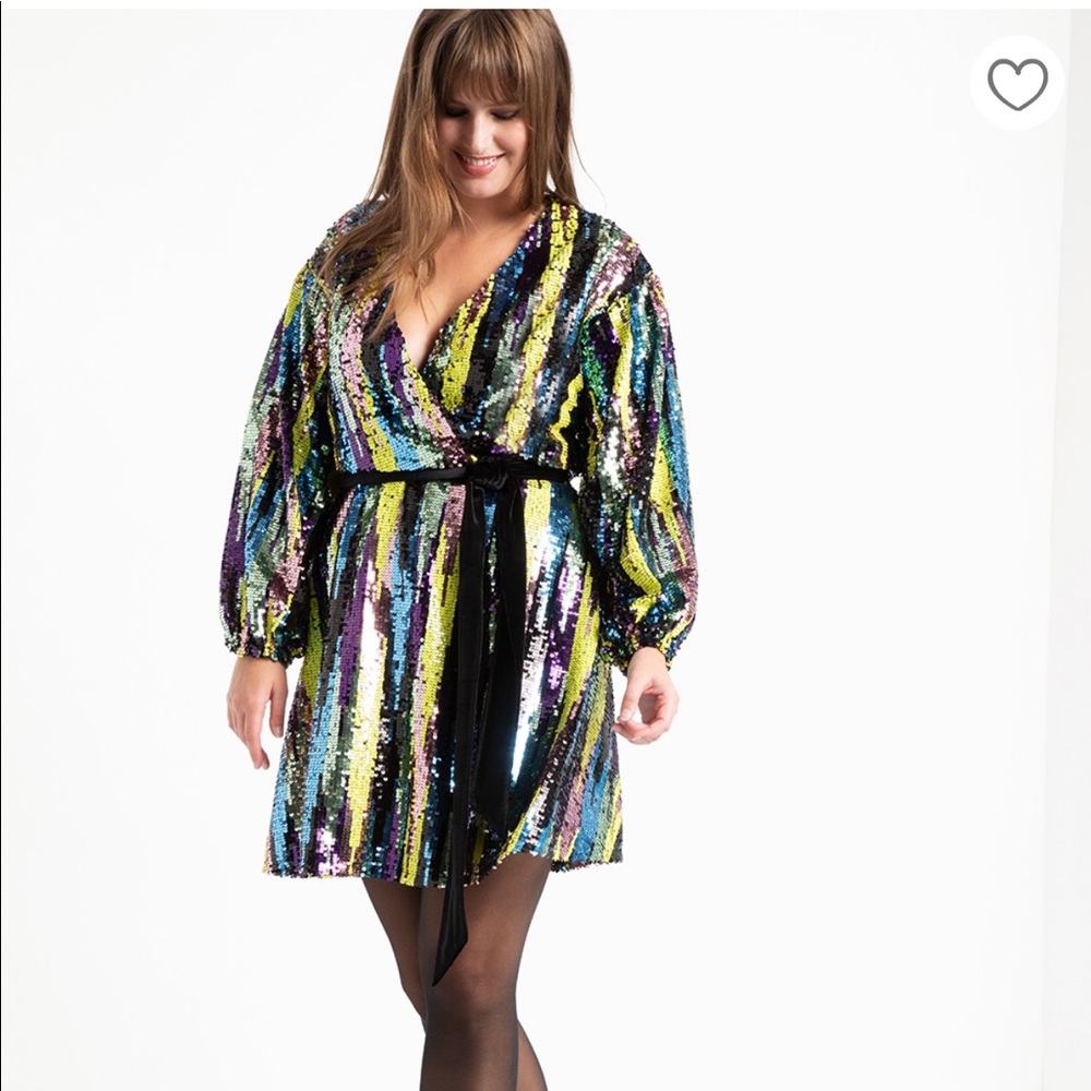 Eloquii Sequin Wrap Dress